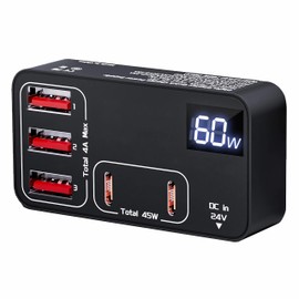 J50CS 65W USB-C Charger with 5 Ports, Fast Charger with 2 x USB-C and 3 x USB-A, Compact Multiple Charger for Smartphone, Tablet, Laptop, Portable and Powerful