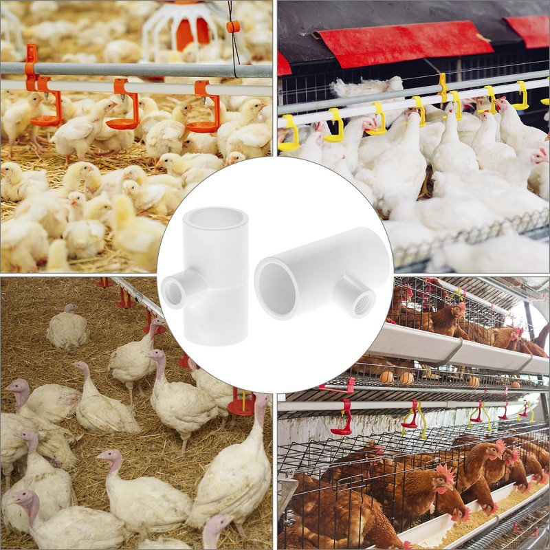 QWORK Chicken Waterer PVC Tee Fittings, 20 Pack PVC Pipe