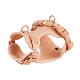 4-in-1 Dog Harness, Leash, Collar, and Poop Bag Set, No-Pull Design with Reflective Stitching, Durable Nylon, Waste Bag Dispenser, Pink, Purple, Navy (Pink, Medium)