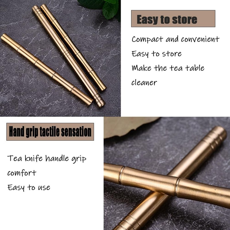 Sdjdhej Brass Bamboo Needle Puerh Tea Knife with Safety Cover