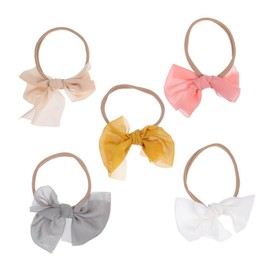 OATIPHO 5pcs Bowknot Hair Bands Elastic Headbands for Nylon Chiffon Hair Accessories with Delicate Bow Design Soft and Stretchy for Lovely Hairstyles