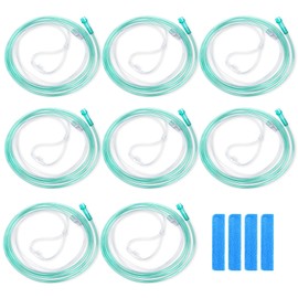 NITTIID 7 Foot Green Nasal Cannulas for Oxygen, Standard Kink Resistant Cannula Nasal Tubing for 0xygen - 4 Pack Oxygen Cannula with 1 Pair Ear Cusions