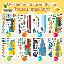 DUJAA 24 Sheets Train Stickers for Kids, Make Your Own Steam, Freight, Bullet Trolley Trains Stickers for Toddlers, Train Party Favors, DIY Craft Great Birthday Classroom Teacher Reward