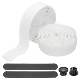 PATIKIL Bike Handlebar Tape, 2 Rolls 6.6 Feet Bike Grip Tape High-Elasticity EVA Foam Cycling Handle Wraps Comfortable Non-Slip Shock Bicycle Wrap with End Plugs for Road Bike, White