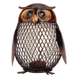 Ailgely Piggy Bank, Owl Shaped Metal Coin Box, Coin Money Bank, Handwork Handicrafts Ornament Kids Adult Piggy Bank