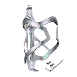 Corki Cycles Heavy Duty Bike Water Bottle Holder, Lightweight Aluminum Cage Shockproof Design for Road Mountain Gravel Bikes, Holds 21-32 oz, 1-Pack Iridescent Silver