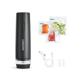 HiCOZY Vacuum Sealer for Food with Visible Water Tank, Compact Portable Handheld Vacuum Sealer Machine with 30 BPA-Free and Reusable Bags, One Press to Seal Fresh, Phantom Gray