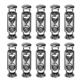 sourcing map 10Pcs Double Hole Cord Locks, 6mm Metal Spring Toggle Stopper Clip for Shoelaces Drawstrings Paracord, Dim Gray, 10mm Dia