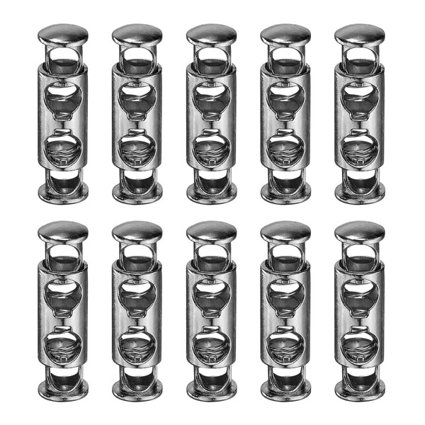 sourcing map 10Pcs Double Hole Cord Locks, 6mm Metal Spring