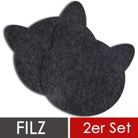 wortek Edle Platzdeckchen Kinder aus Filz 2er Set, Platzsets Kinder Tischsets Abwaschbar, Tischunterlage Kinder Tischuntersetzer Untersetzer Teller – Teller Untersetzer Filz Platzset Katze 45x25 cm