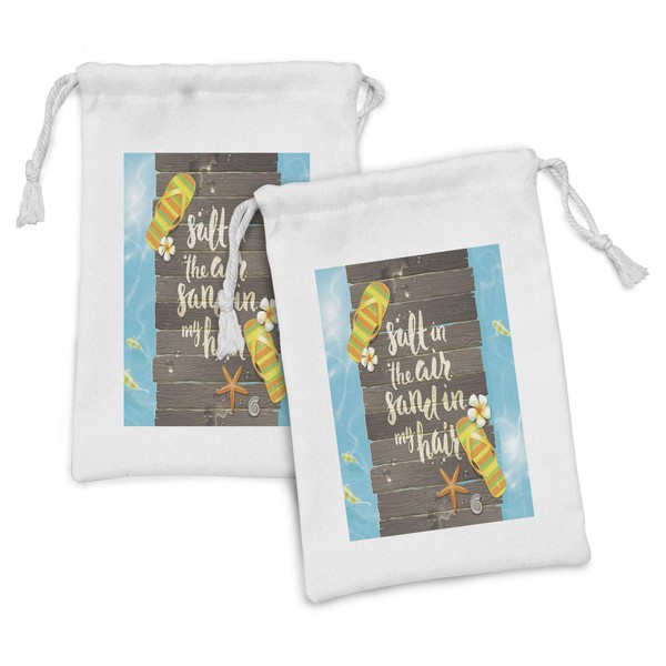 Ambesonne Beach Saying Fabric Pouch Set of 2, Salt in