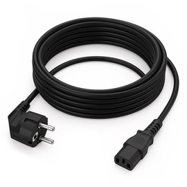Wiltec Power Cable H03VV-F 3.0 x 0.75 mm² 4 m Length, Power Cable for IEC Plugs with Angled Protective Contact Suitable for PC, Monitor, Projector and Console, IEC Cable for Indoor Use