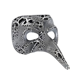 LONG NOSE VENETIAN MASK SILVER/BLK FOR FANCY DRESS ACCESSORY
