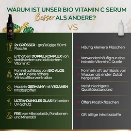 Vitamin C Serum Organic - Face Serum Vitamin C Vegan - Revitalising Anti-Ageing Serum - Vitamin C Face Serum - Satin Natural (50 ml)