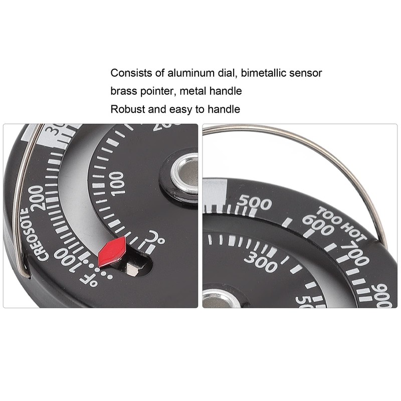 Stove Thermometer, Accurate Measurement Magnetic Fireplace Thermometer Aluminum Alloy Dial