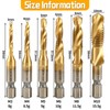 6 Pieces HSS Metal 1/4 Inch Drill Tap Set, M3