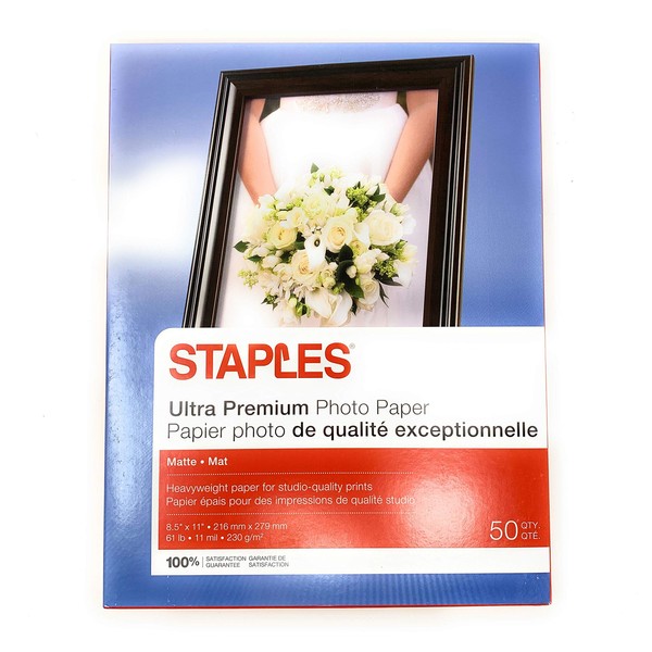 Staples Photo Supreme Paper, 8 1/2" x 11", Double Sided Matte, 50/Pack
