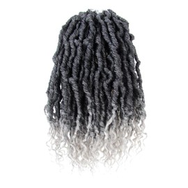 BOHOBABE Faux Locs Crochet Hair 10 Inch, Boho Soft Crochet Locs with Curly Ends, Short Gray Bohemian Goddess Locs Crochet Braids for Black Women (6 Packs, T1B/Grey)