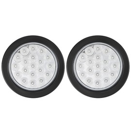 Partsam 2Pcs 4 Inch Round Red Stop Turn Tail Lights to Amber Strobe Lights Kit 19 Diodes w/Rubber Grommets & 3-Prong Wire Pigtails, Red/Amber Round Led Truck Trailer Tail Lights and Indicator Lights