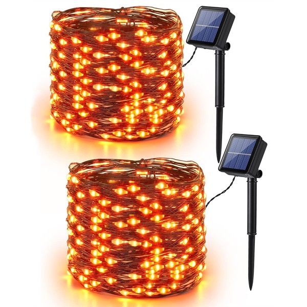 BrizLabs Herbstdeko Solar Lichterkette Orange, BrizLabs 2 Stck 14M 120
