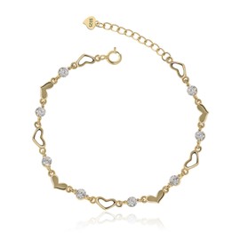 Meissa Gold Prom Schmuck für Frauen Armband mit Zirkonia-Steinen Herzanhänger modisches Fußkettchen silbernes funkelndes verstellbares Armband für Hochzeit Verlobung Jahrestag Geburtstag, Gold