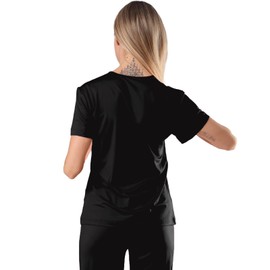 Mediero Scrub Tops for Medical Women, Soft Stretch V-Neck Scrub Top, Wrinkle-Resistant Fabric with Chest Pocket Black