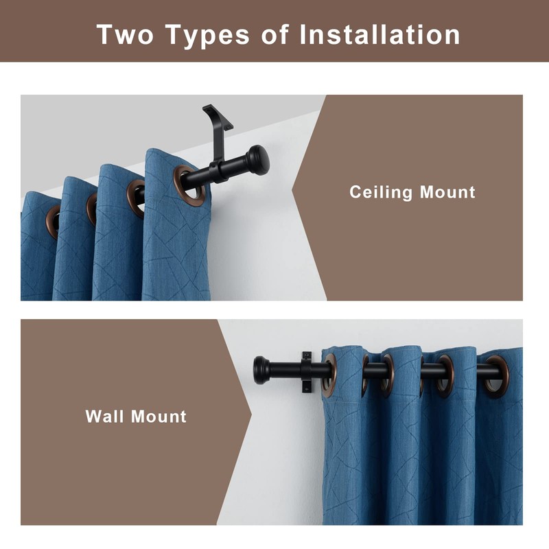 Heavy Adjustable Curtain Rod, 1 inch, 28-48 inch, Round Cap,