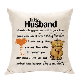 A Little Cushion Cover Hug Keepsake Gifts for Him or Her Birthday Christmas Bridal Shower Graduation Wedding Homecoming Gifts Throw Pillow Cover Decoration 45 X 45 CM (Husband)