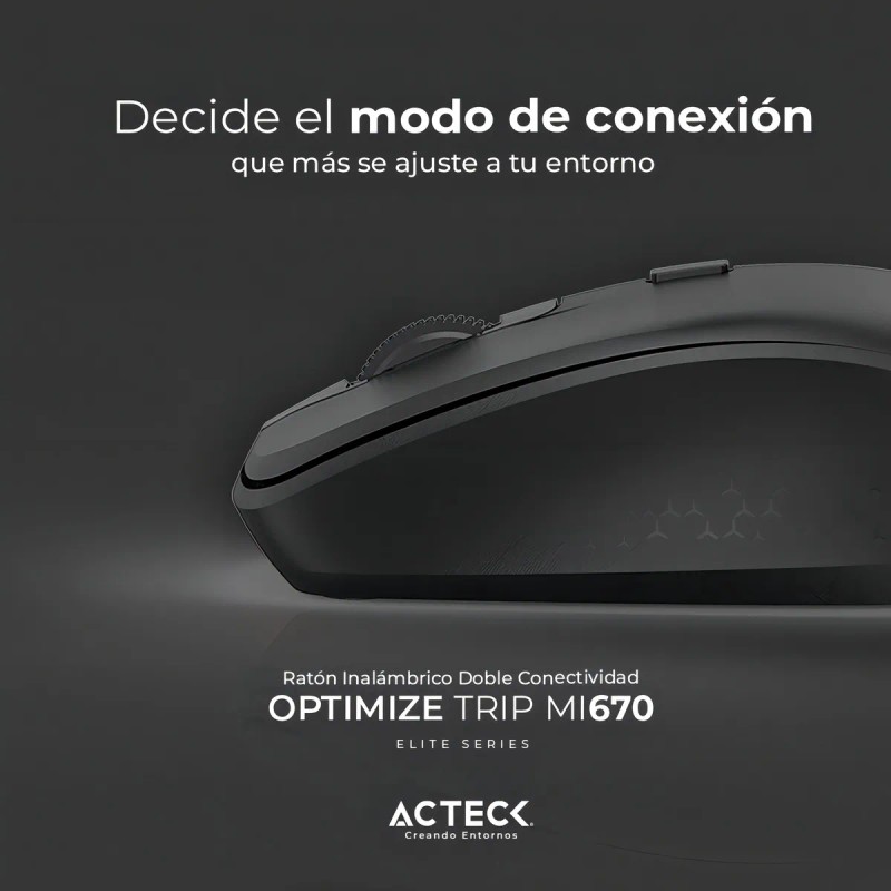Mouse Inalámbrico Acteck MI670 Óptico 1600dpi USB 4 Botones Negro