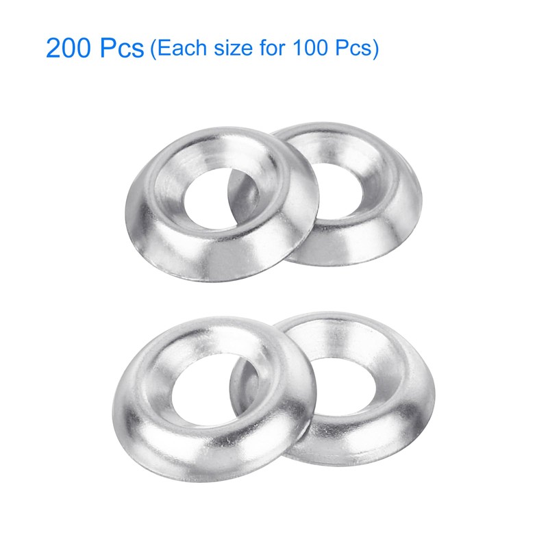 uxcell 200Pcs 304 Stainless Steel Cup Washer Countersunk, #6/#8 Countersunk