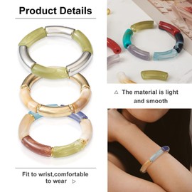 Pandahall 120pcs Coarse Curved Tube Beads for Bracelet Making Imitation Gemstones Acrylic Pasta Beads Rhinestone Spacer Elastic Cords