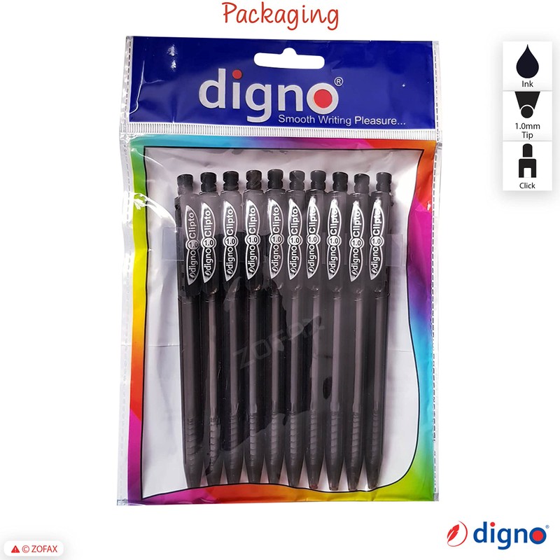 DIGNO Retractable Click Ballpoint Pens, BLACK, 1.0mm Medium Point, Pack