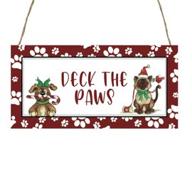 Second Ave Funny Deck The Paws Christmas Xmas Dog Owner Wooden Hanging Decoration Festive Home Sign Plaque