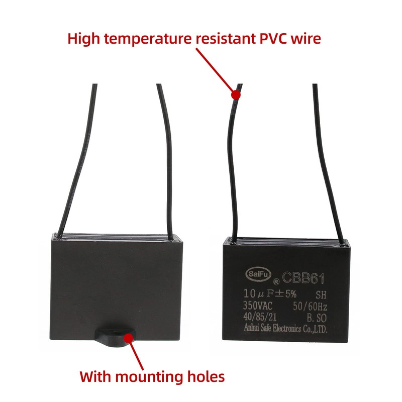 CBB61 10uf 2-Wire 350V AC Ceiling Fan Capacitor - 50/60