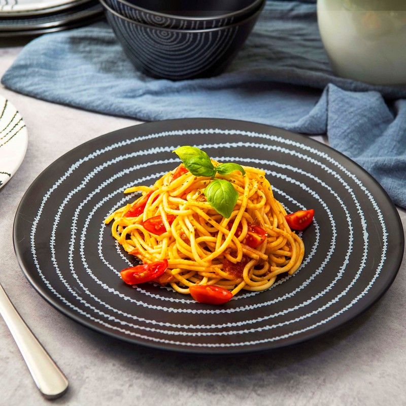 bzyoo 12 Piece Melamine Dinnerware Set - Durable, Dishwasher Safe