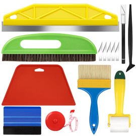WRAPXPERT Wallpaper Smoothing Tools, Wallpaper Tools for Peel and Stick, Tool Kits for Adhesive Contact Paper, Backsplash Tile, Window Film Installation, with Smoothing Brush, Wall Paper Paste Kit