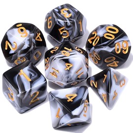 CiaraQ DND Polyhedral Dice Set with a Black Dice Bag for D&D RPG MTG Role Playing Table Games