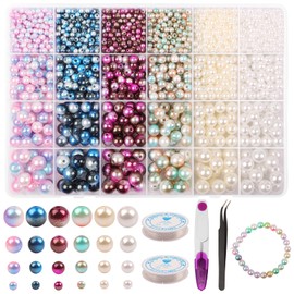 HOVIN Beads for threading 4/6/8/10 mm, craft beads for bracelets, 1890 pieces, beads craft bracelets, make your own set