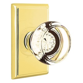 Providence Door Set with Georgetown Crystal Knobs Privacy in Polished Brass