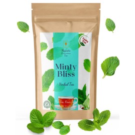 Majestic Tea_ MINT BLISS| Pure Mint Tea | Naturally Decaf |100% Natural Ingredients| Good Sleep, Relaxation Non-GMO| Pyramid Teabags Premium Leaves (50 Count).