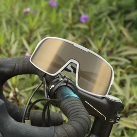 BangLong Polarized Cycling Glasses Sports Sunglasses, UV400 Protection, Men Women Running Fishing Driving Baseball Glasses (white gold)