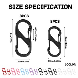 16 PCS Zip Lock Anti Theft Dual Opening Zipper Clips S Hooks Zippers Pull for Backpacks Suitcases for Traveling Camping 8 Big + 8 Small 6 Colors