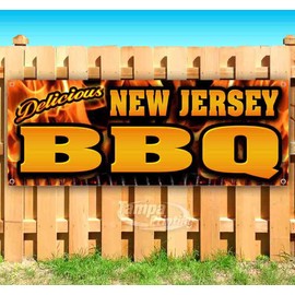 New Jersey BBQ Banner 13 oz | Non-Fabric | Heavy-Duty Vinyl Single-Sided With Metal Grommets