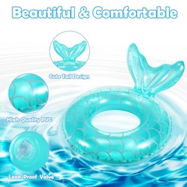 HappyHome Children's Float, Mermaid, Kids, Float, Cute, With Backrest, For Boys And Girls (Blue)