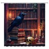 ZKJSMGS Gothic Halloween Shower Curtain,Crow Skull Bookshelf Library Spooky Witchy