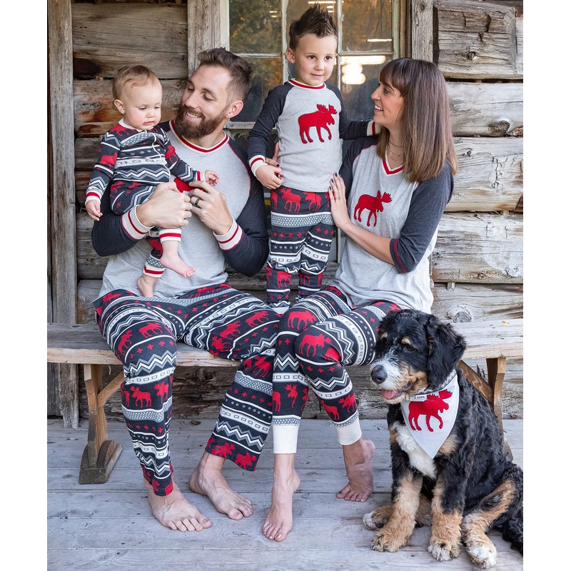 Lazy One Cabin Moose Family Matching Christmas Pajamas Set, Matching