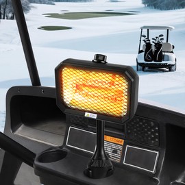 UNIGT Golf Cart Electric Heater, 400W Safe and Quiet Carbon Fiber Heating, Heat Up 120 Square Feet for 48V Club Car/Yamaha/EZGO Golf Cart Battery Operated Heater & Cup Holder Adapter, Black