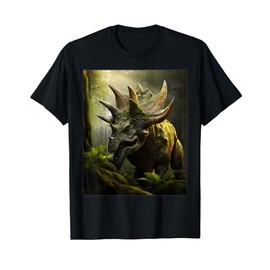 Triceratops Prehistoric Animal Dino Dinosaur Kids Youth Men T-Shirt, Men, Black, Small