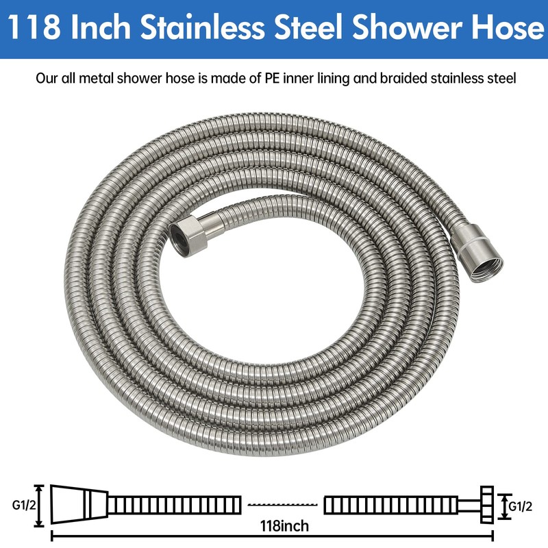 RUMOSE 118 inches Shower Hose Shower Head Extension Tube Extra