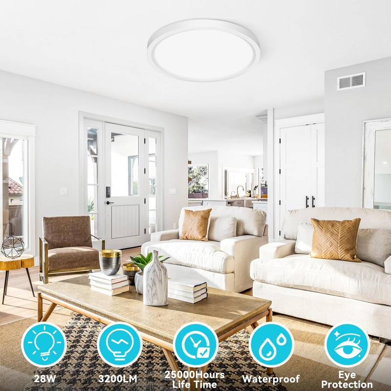libtit 12 inch Flush Mount LED Ceiling Light Fixture, 3000K